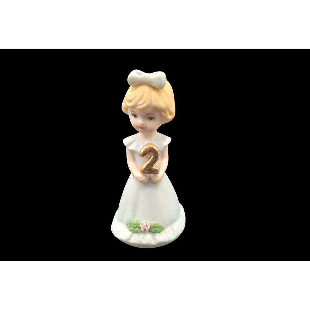 Growing Up Birthday Girls 2 Enesco 3" Celebration Blond Hair Blue Dress 1981